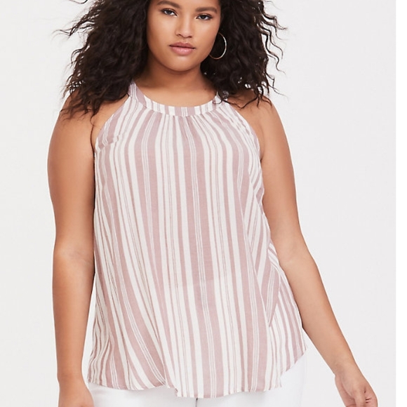 Torrid Size 1 White & Red Stripe Goddess Tank - Picture 1 of 7